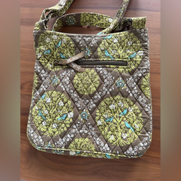 Vera Bradley Quilted Shoulder/Crossbody Bag. Brown/lime/turquoise. - Picture 2 of 6
